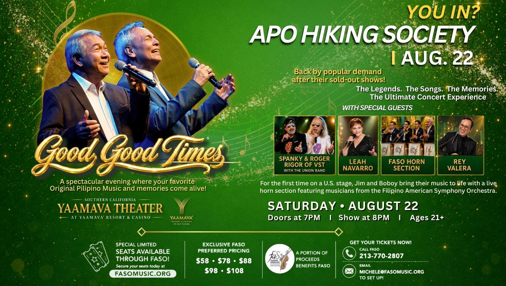 Apo Hiking Society Presents “Good Good Times” Concert