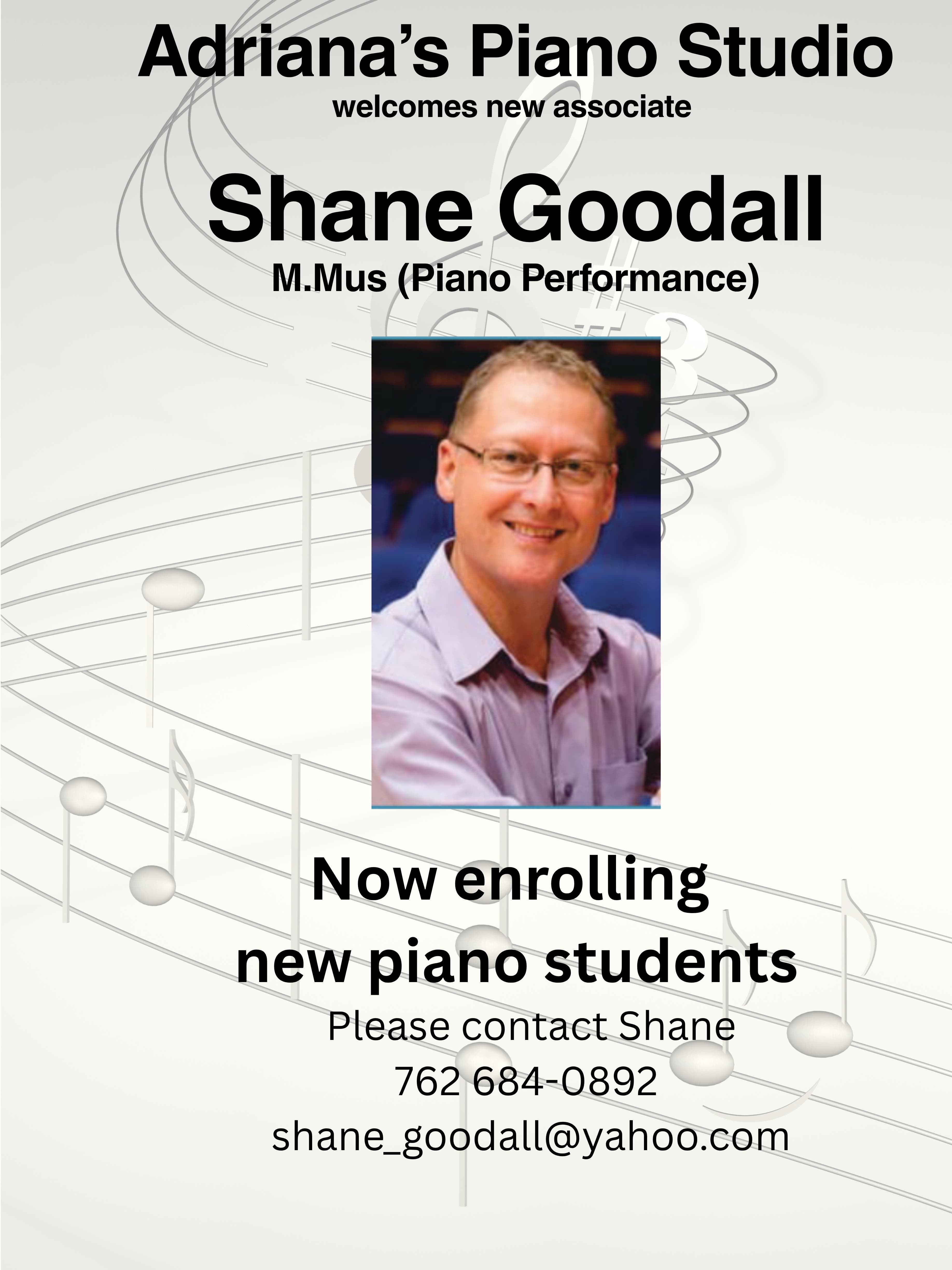 Welcome to Piano Teacher Shane Goodall