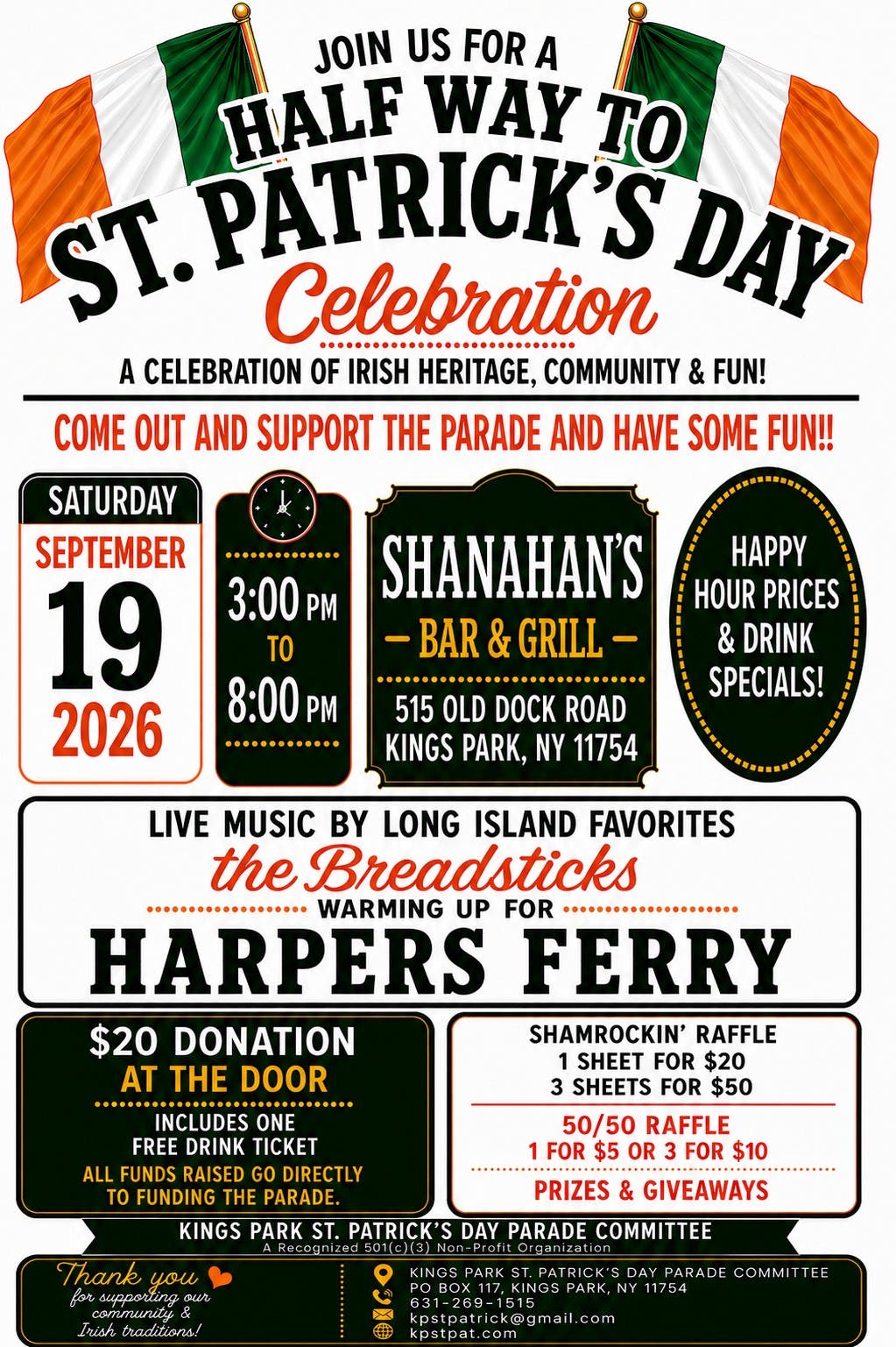Kings Park Halfway to St. Patrick's Day Celebration & Fundraiser