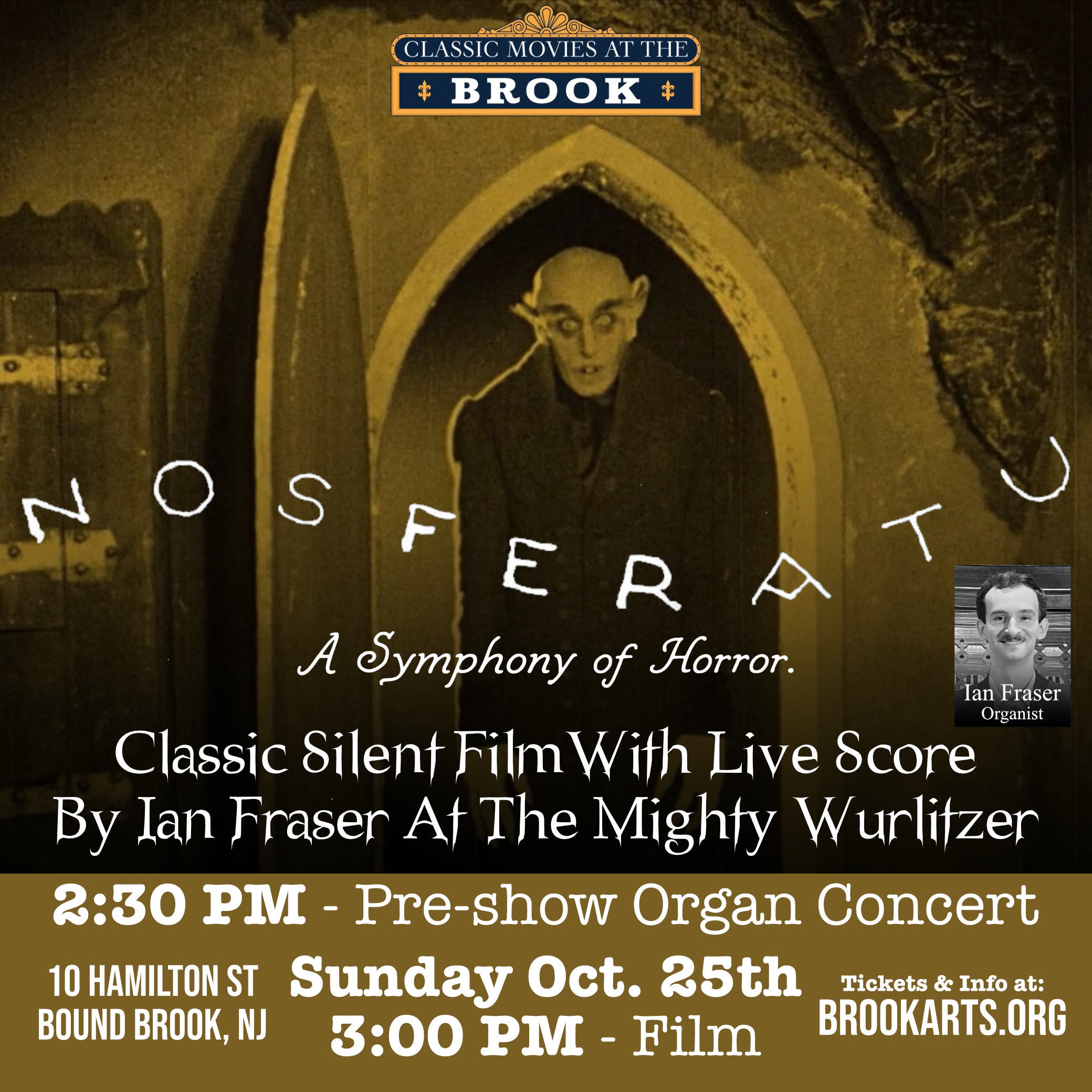 NOSFERATU: A SYMPHONY OF HORROR, A 1922 Classic Silent Horror Film with Live Organ Accompaniment