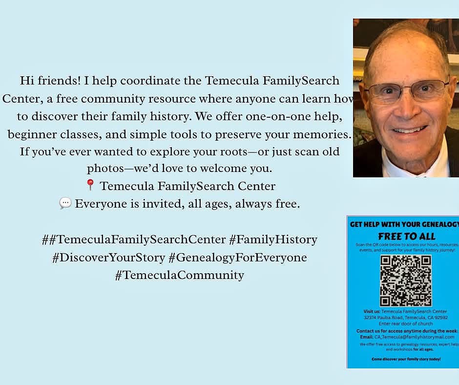 Temecula FamilySearch Center - Free Genealogical Help for Everyone