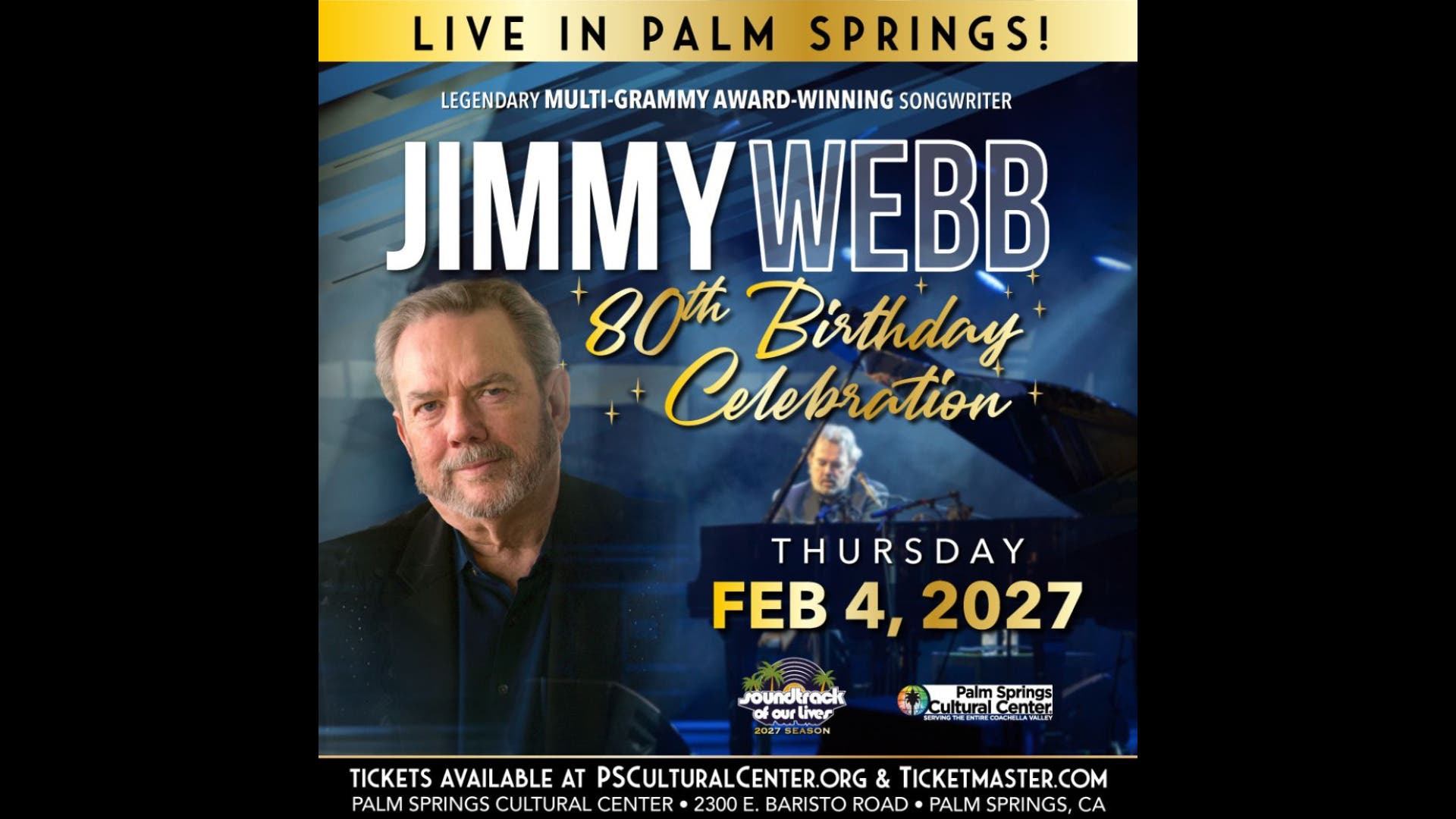 JIMMY WEBB: 80th Birthday Celebration (3x Grammy-winning Songwriter)