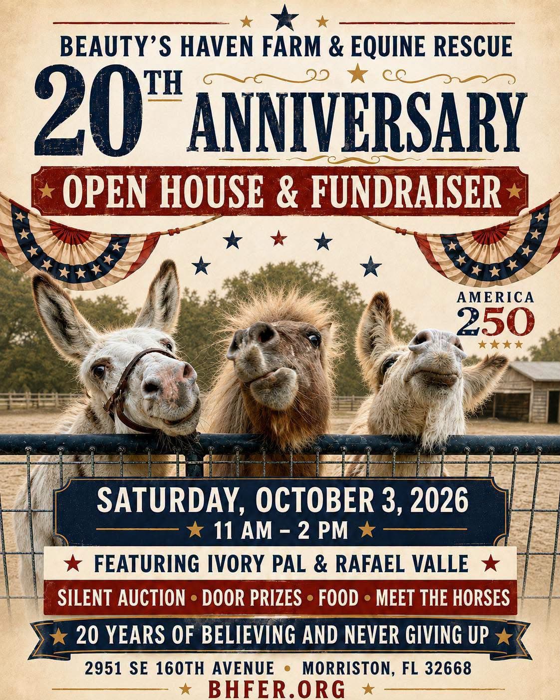Beauty's Haven Farm & Equine Rescue 20th Anniversary Open House & Fundraiser
