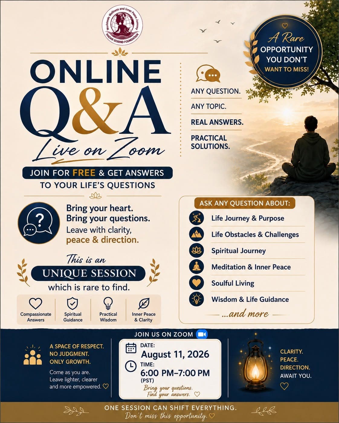 The Wisdom Hour - Online Q&A Live On Zoom