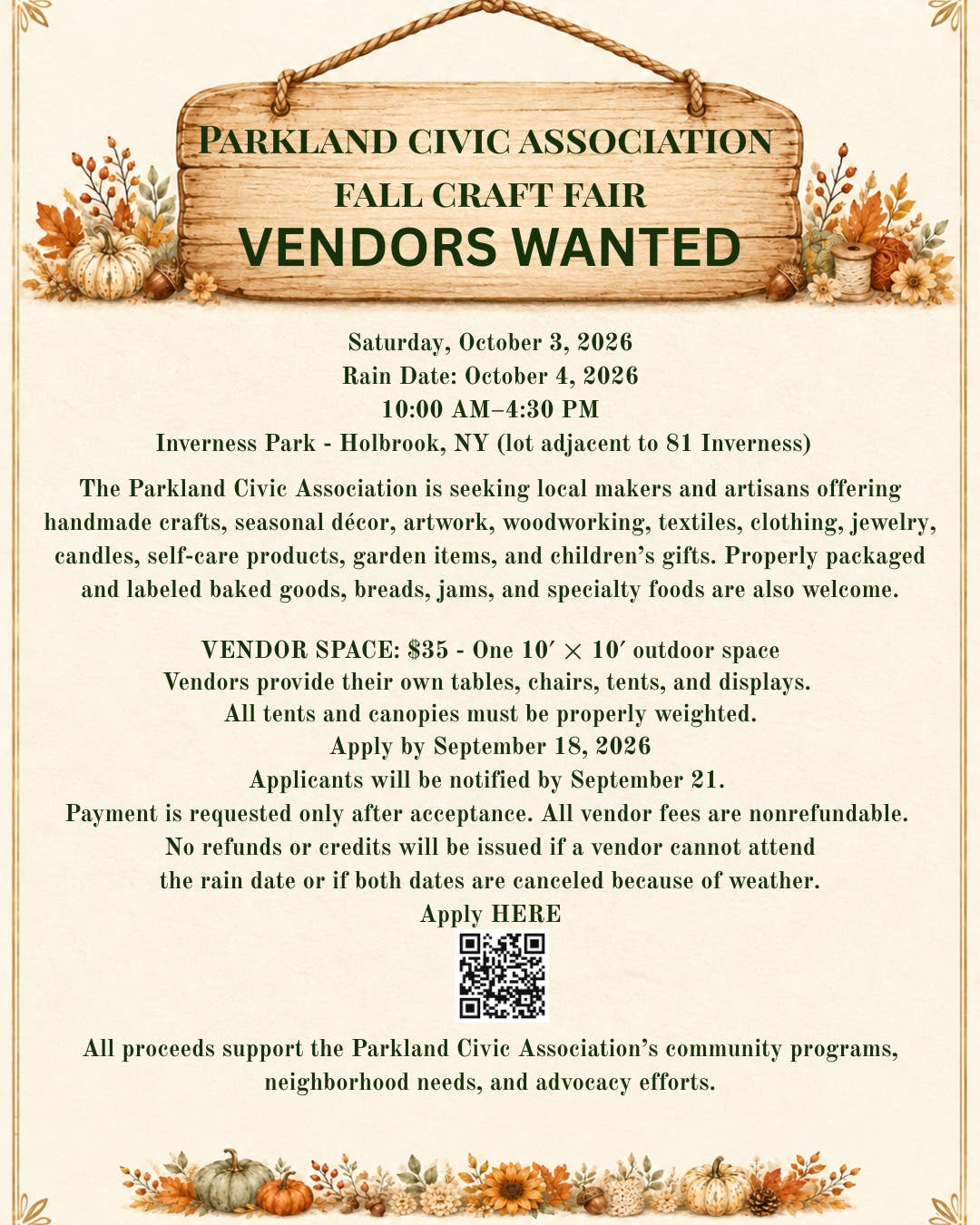 Parkland Civic Association Fall Craft Fair