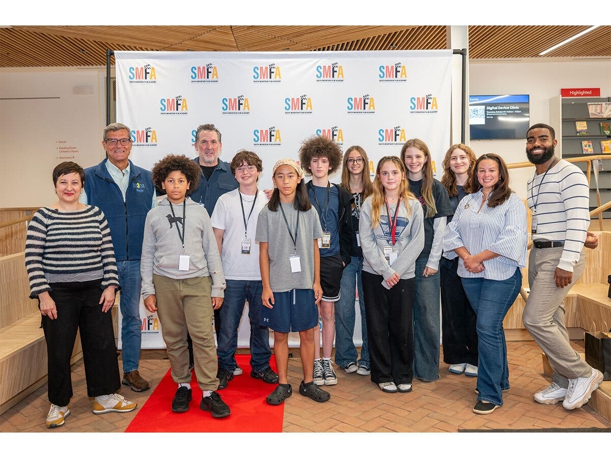 From left: Angela Matusik, Mayor Vic De Luca, Roman Boghosian, Christopher Cassidy, Ezra Attar, Oliver Choy, Jacob Cohan, Lydia Kielich, Phoebe Gongloff, Maeve Cope, Izzy Barmas, Deputy Mayor Malia Herman and Amir Rahim at the Sept. 23 film premiere.