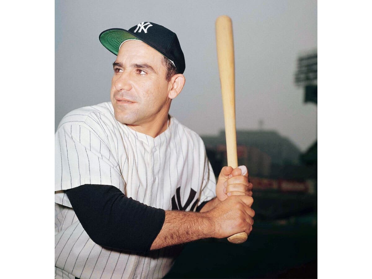 Catcher for the New York Yankees Yogi Berra in March 1957 at spring training.