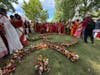 Preparation of Kalash Yaatra before they began the march from Braintree Town Hall. 