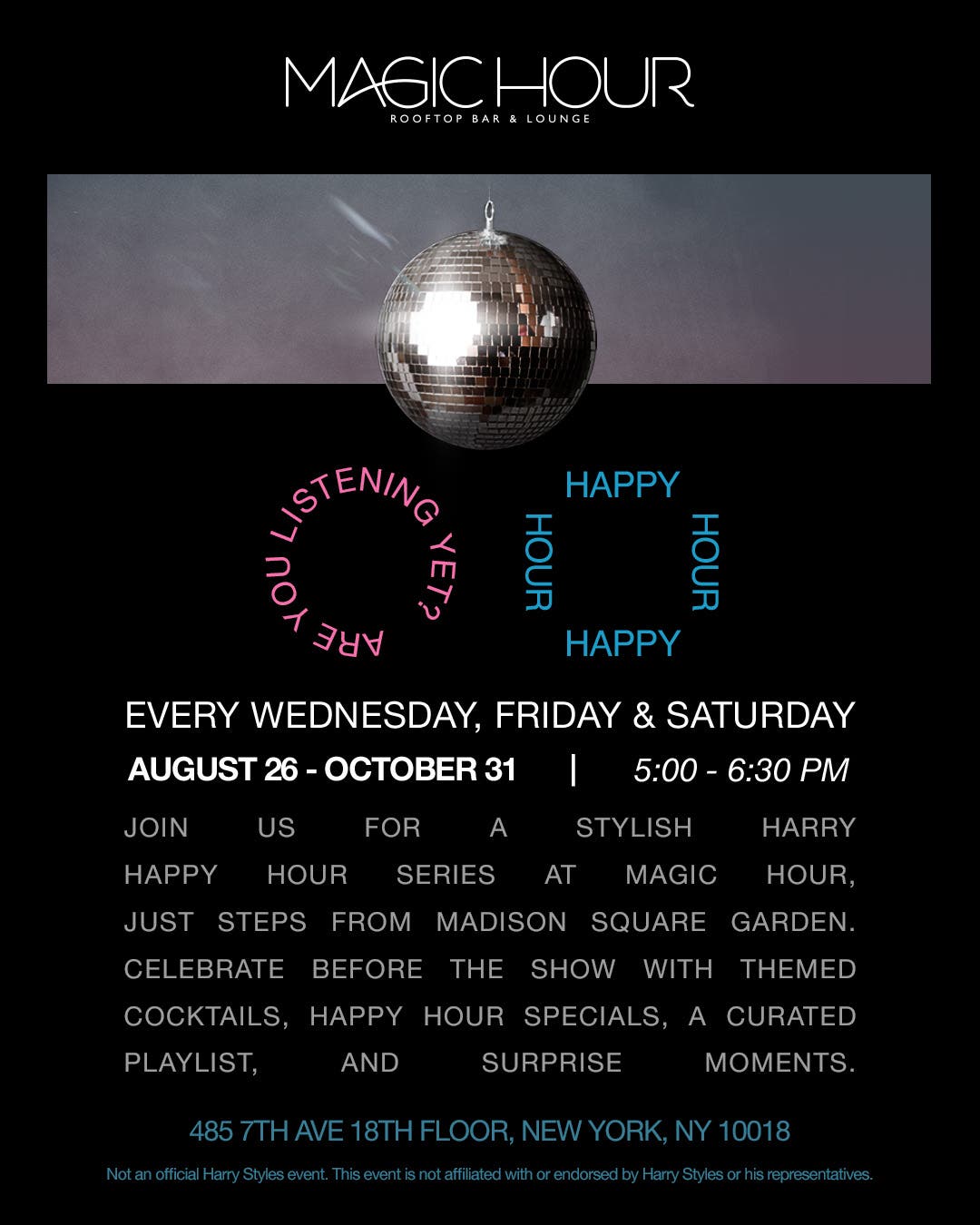 Harry Styles Happy Hour at Magic Hour Rooftop
