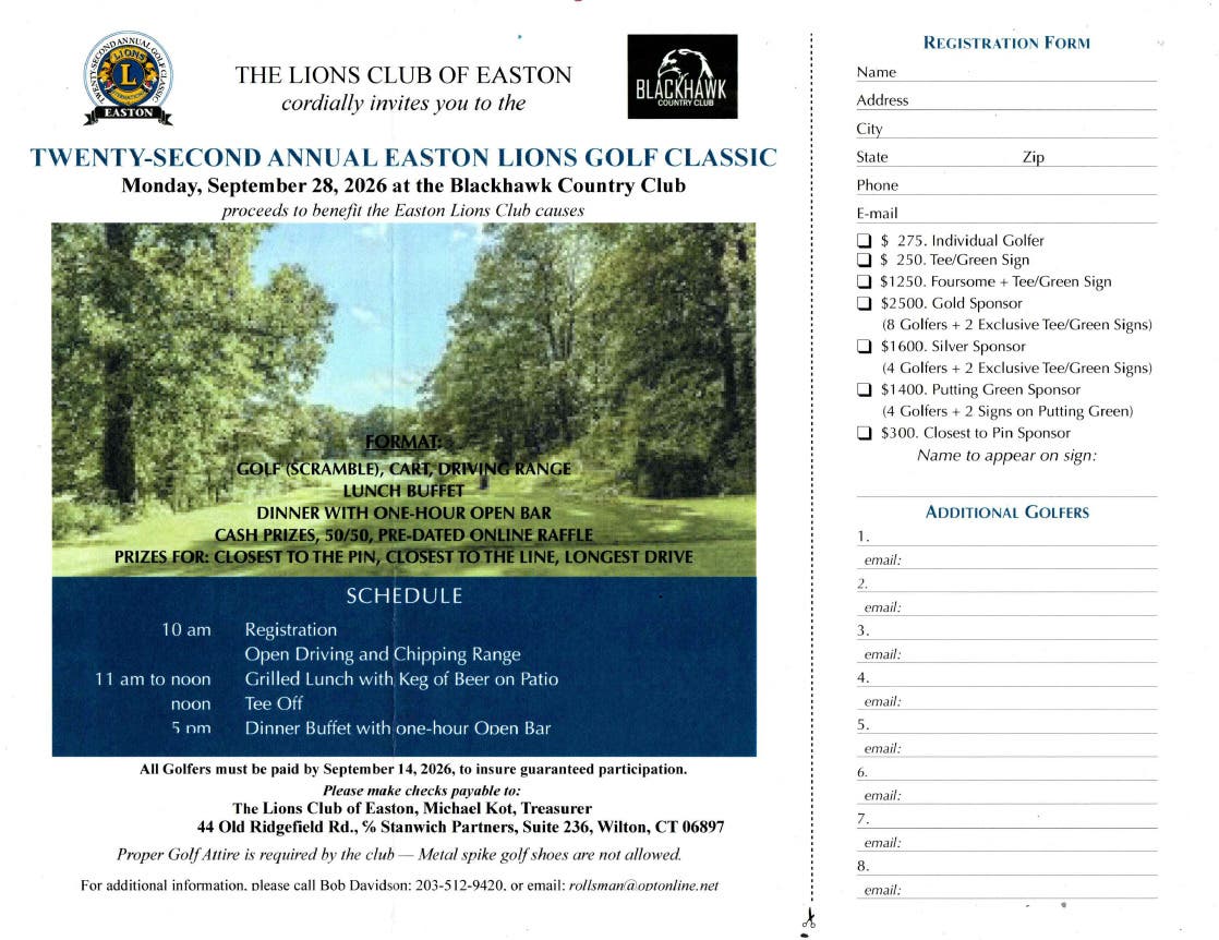 Twenty-Second Annual Easton Lions Golf Classic