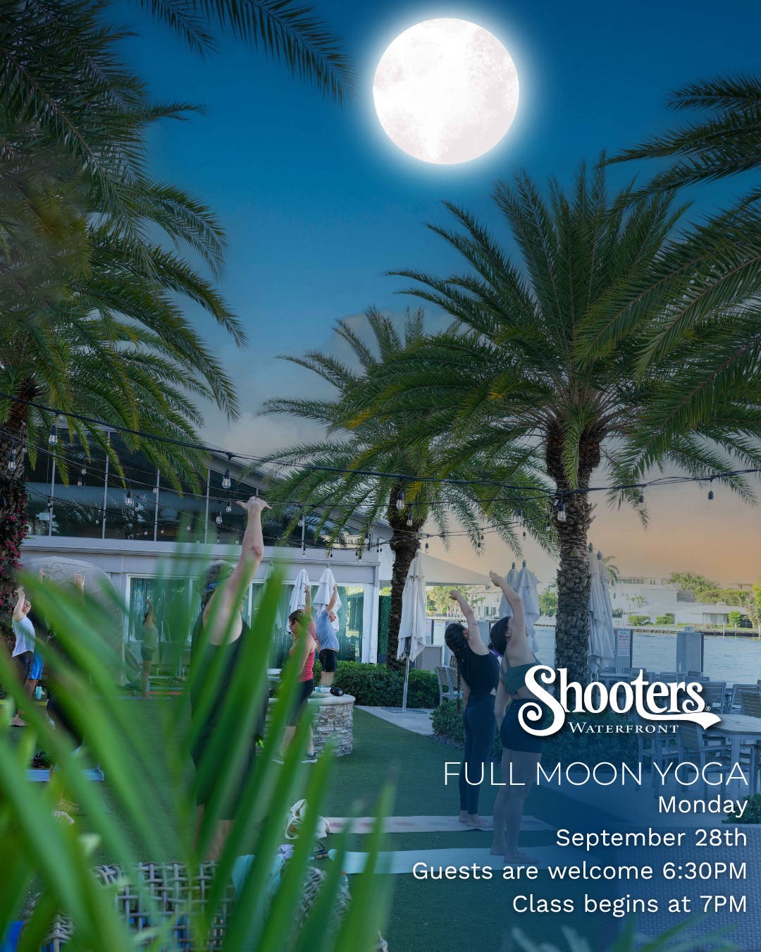 Free Full Moon Yoga experience at Shooters Waterfront Sept. 29