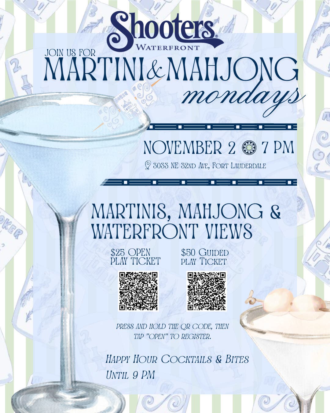 Martini & Mahjong Mondays at Shooters Waterfront