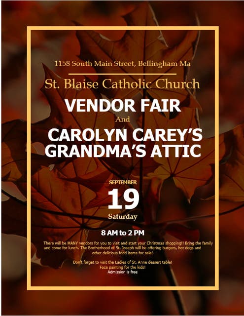 Saint Blaise 18th Annual Vendor Fair &Carolyn Carey’s Grandma’s Attic 