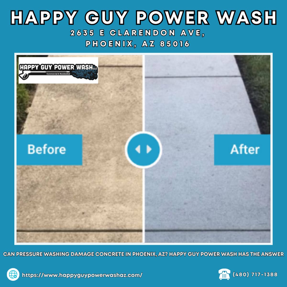 Can Pressure Washing Damage Concrete in Phoenix, AZ? Happy Guy Power Wash Has the Answer