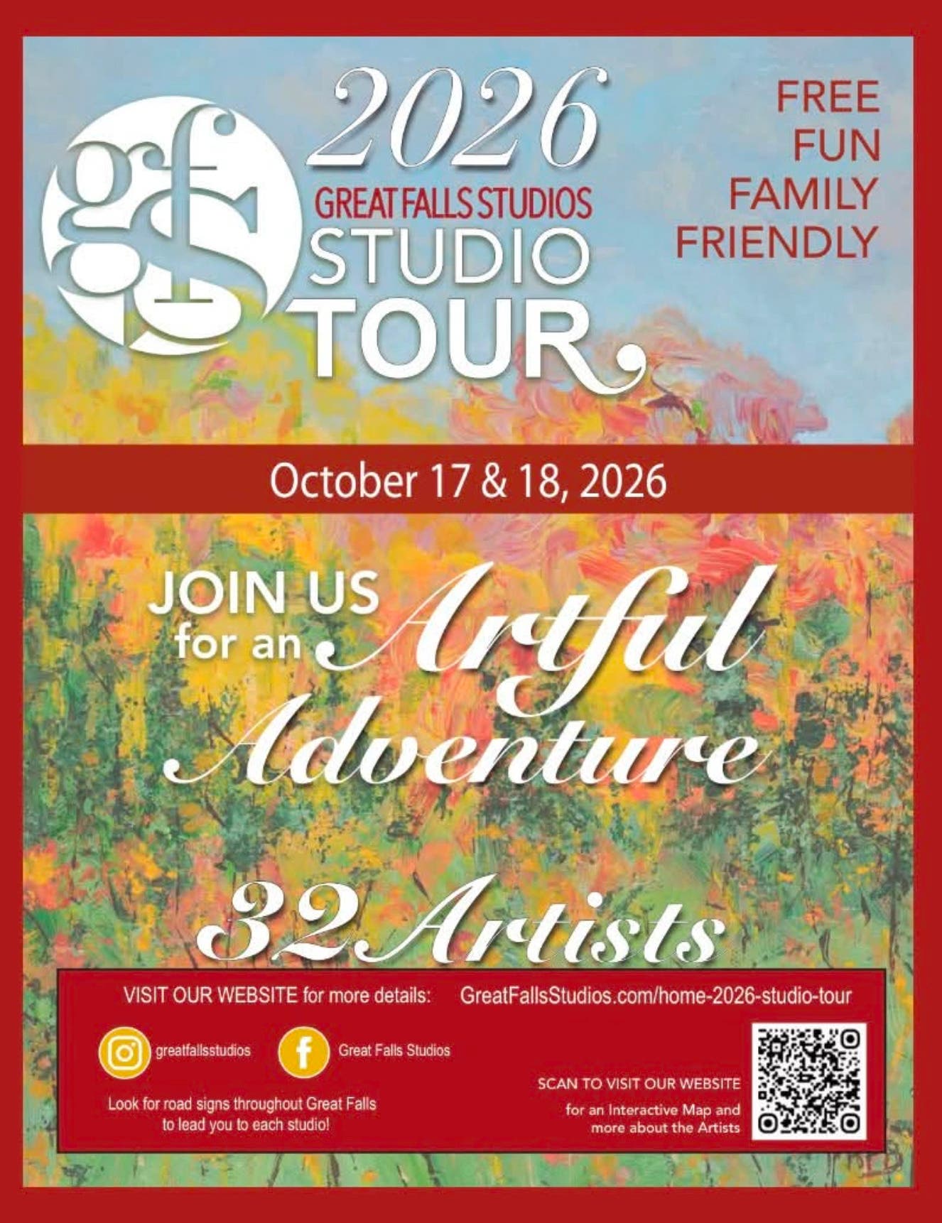 Great Falls Studios Art Tour: Oct 17 and 18, 2026