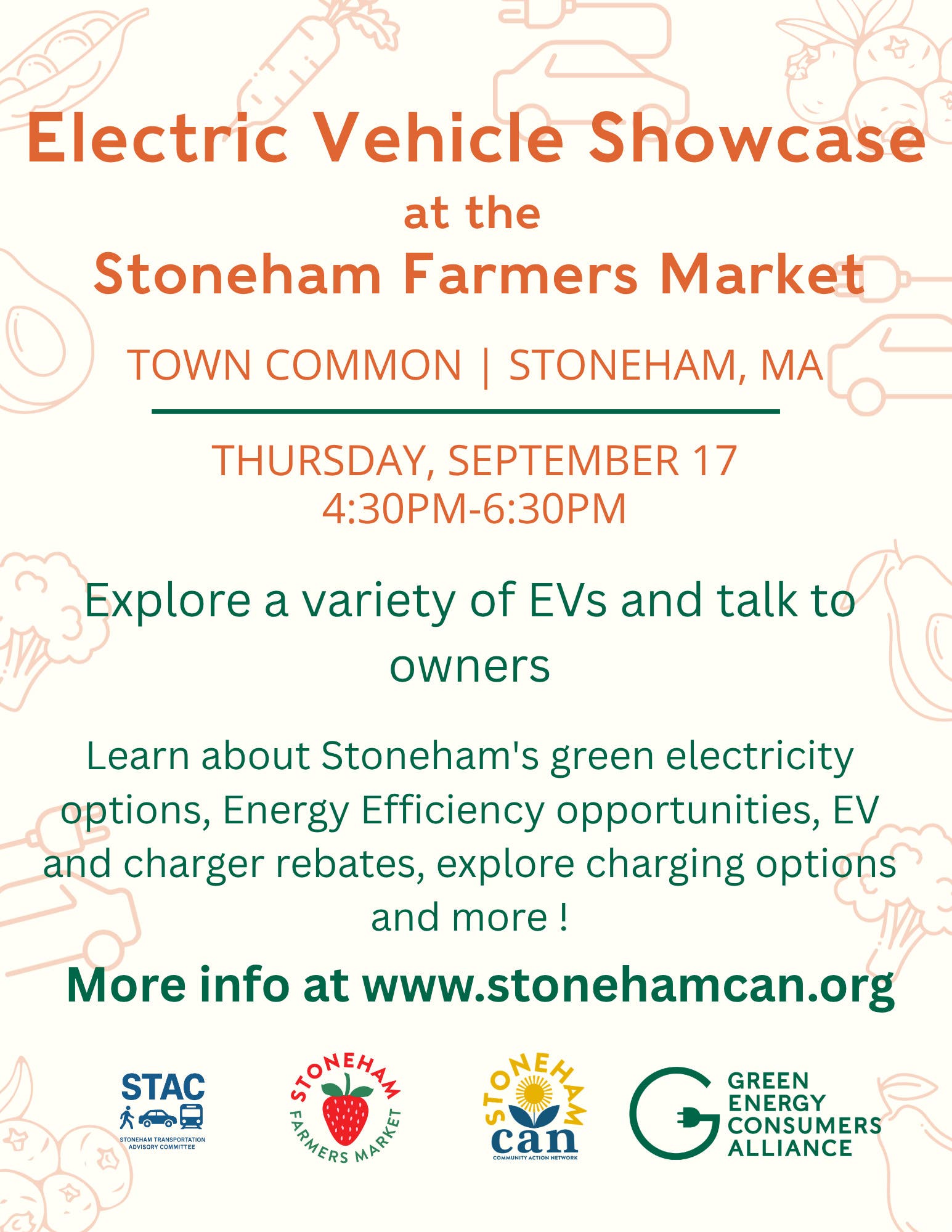 Electric Vehicle Showcase at the Stoneham Farmers Market