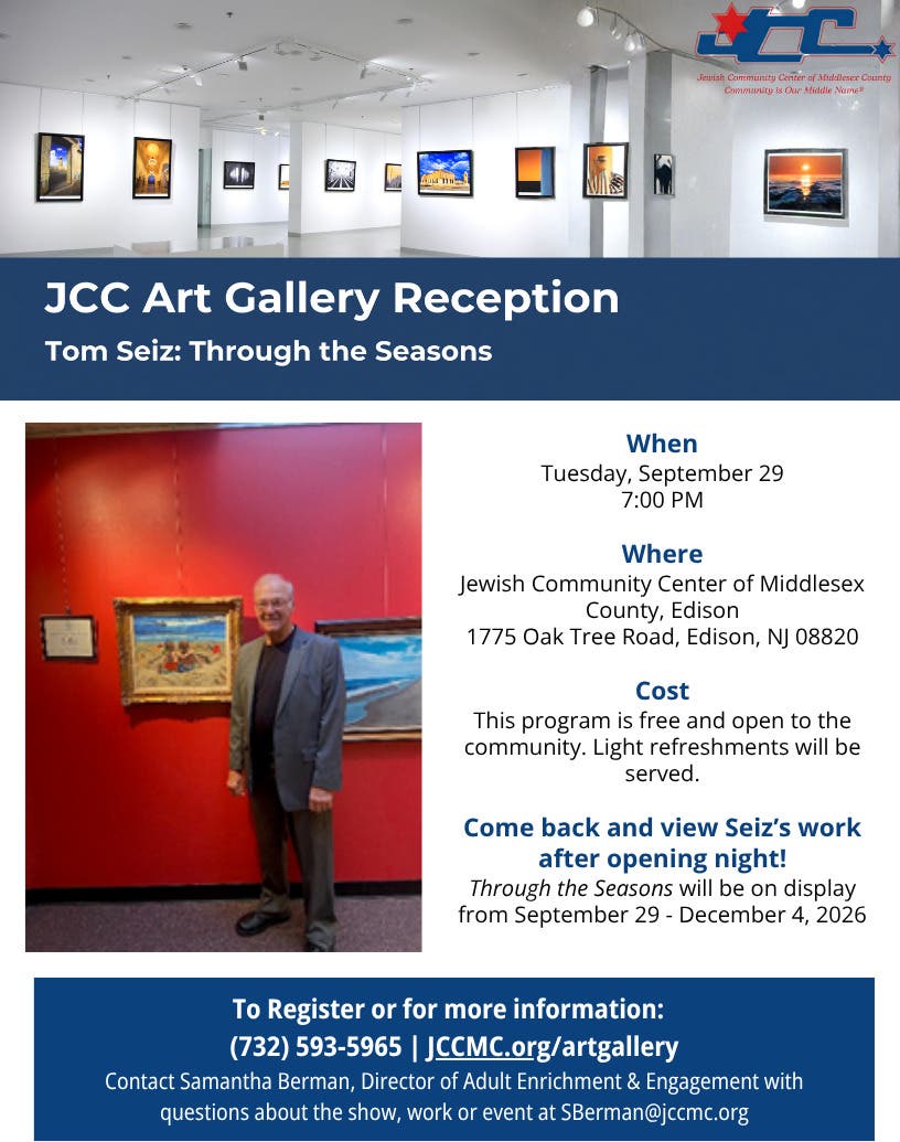 JCC Art Gallery Reception, Tom Seiz: Through the Seasons - Opening Night, September 29, 7PM