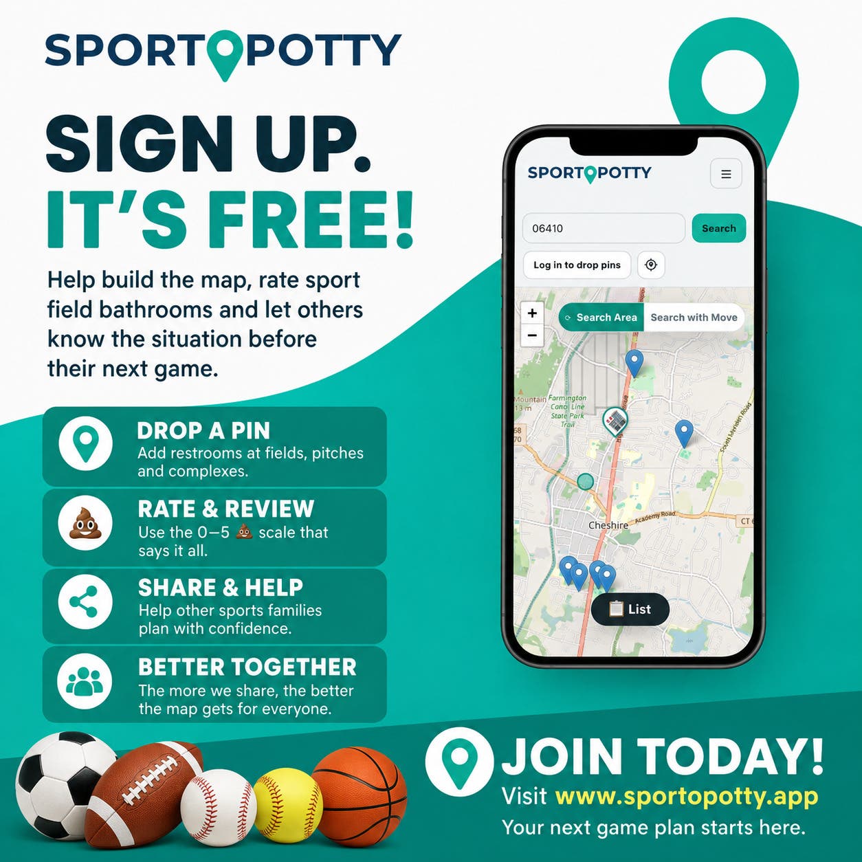 Know Before You Go with sportopotty.app