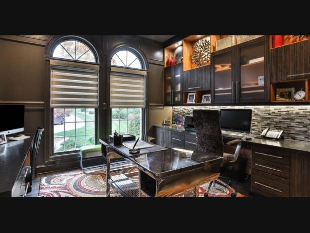 Home office in dark brown