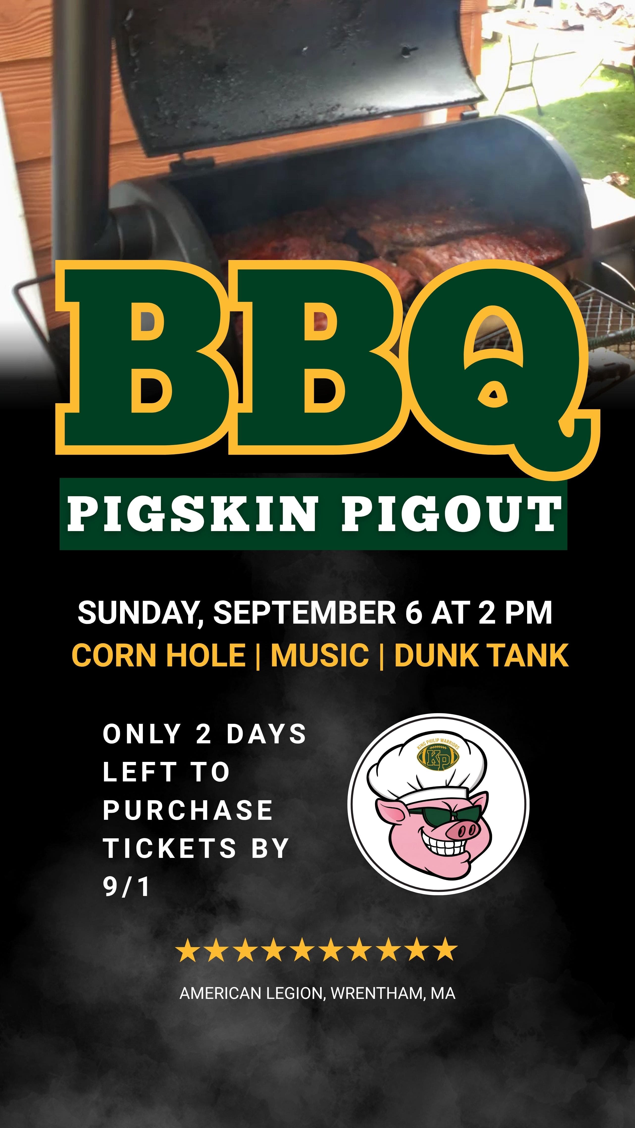 TWO DAYS LEFT for tickets | Pigskin Pigout for KP Football