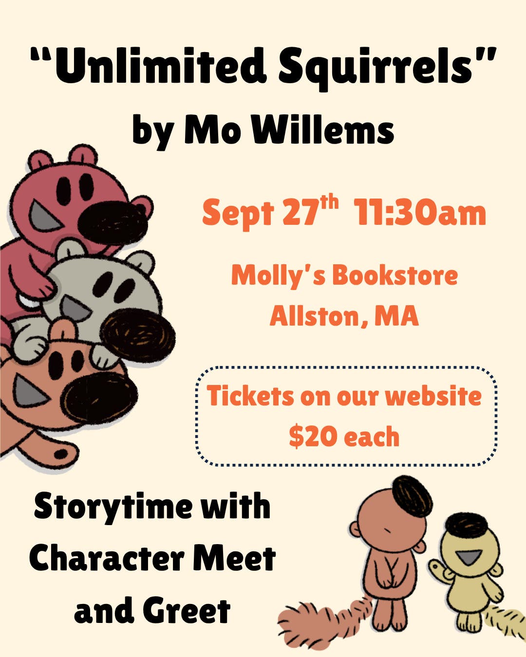 "Unlimited Squirrels" Character Event @ Molly's Bookstore Allston