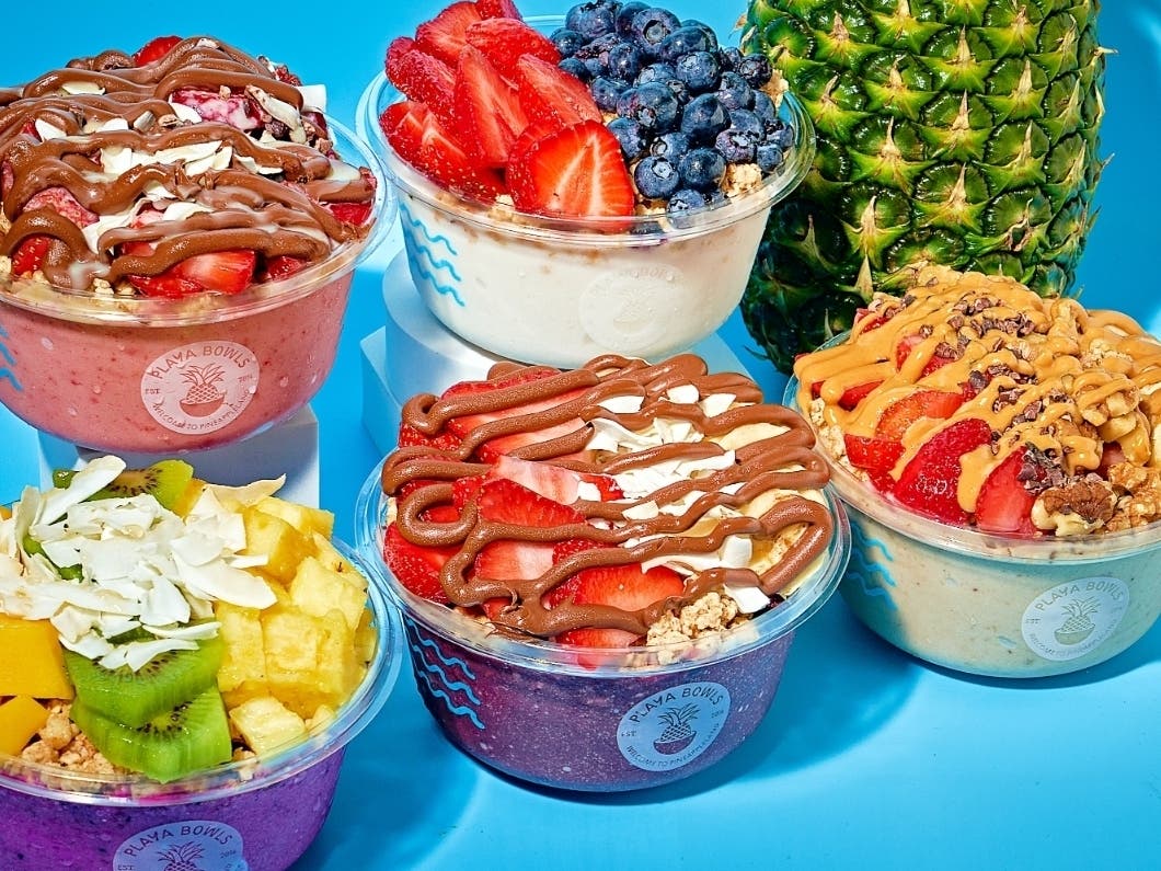 A selection of Playa Bowls’ superfruit bowls, available at Playa Bowls In the Mitten locations across Michigan.