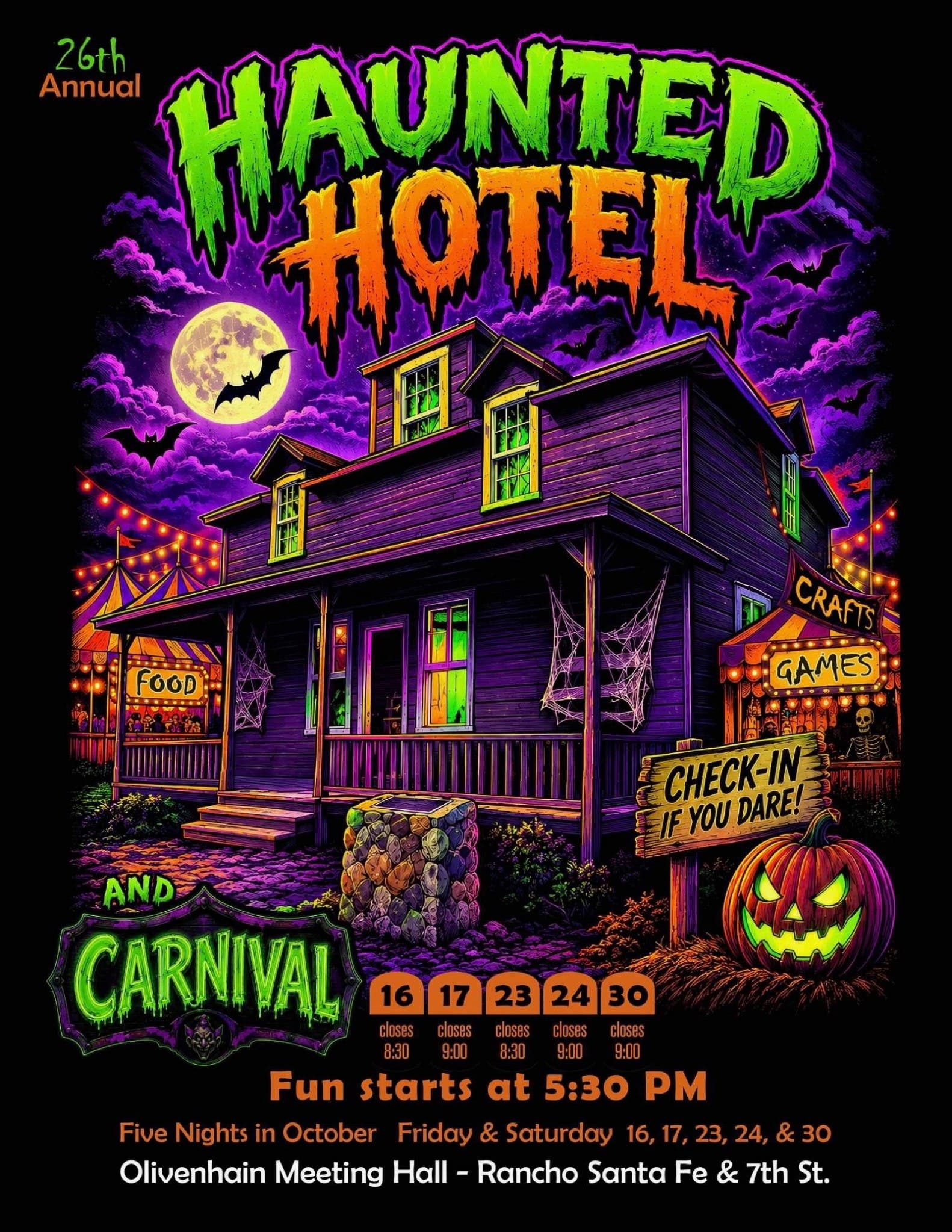 Annual Haunted Hotel at Olivenhain Meeting Hall