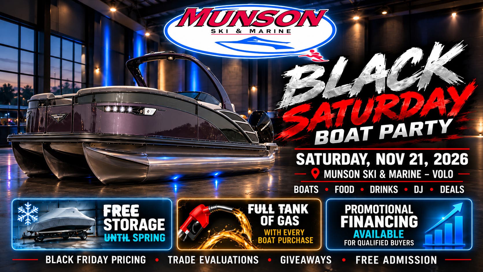 Munson Ski Black Saturday Boat Party Noon till 6pm 