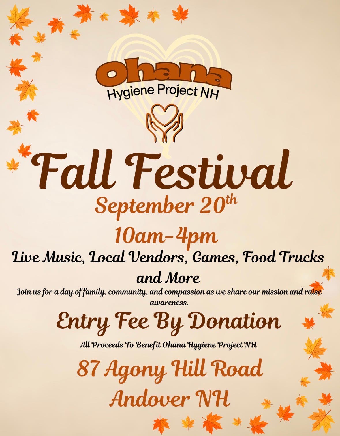 Ohana Hygiene Project Nh Fall Festival Fundraiser
