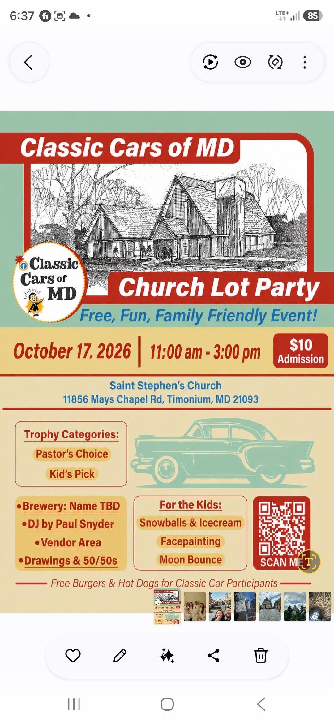 Church Community Event and Classic Car Event