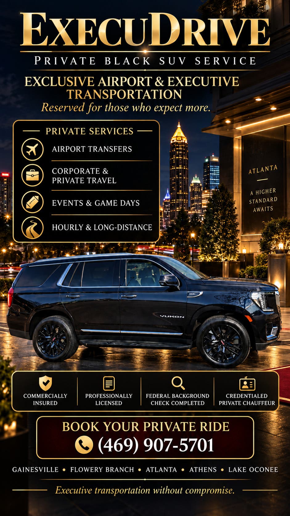 Private Black SUV Service | Gainesville, Flowery Branch & ATL Airport