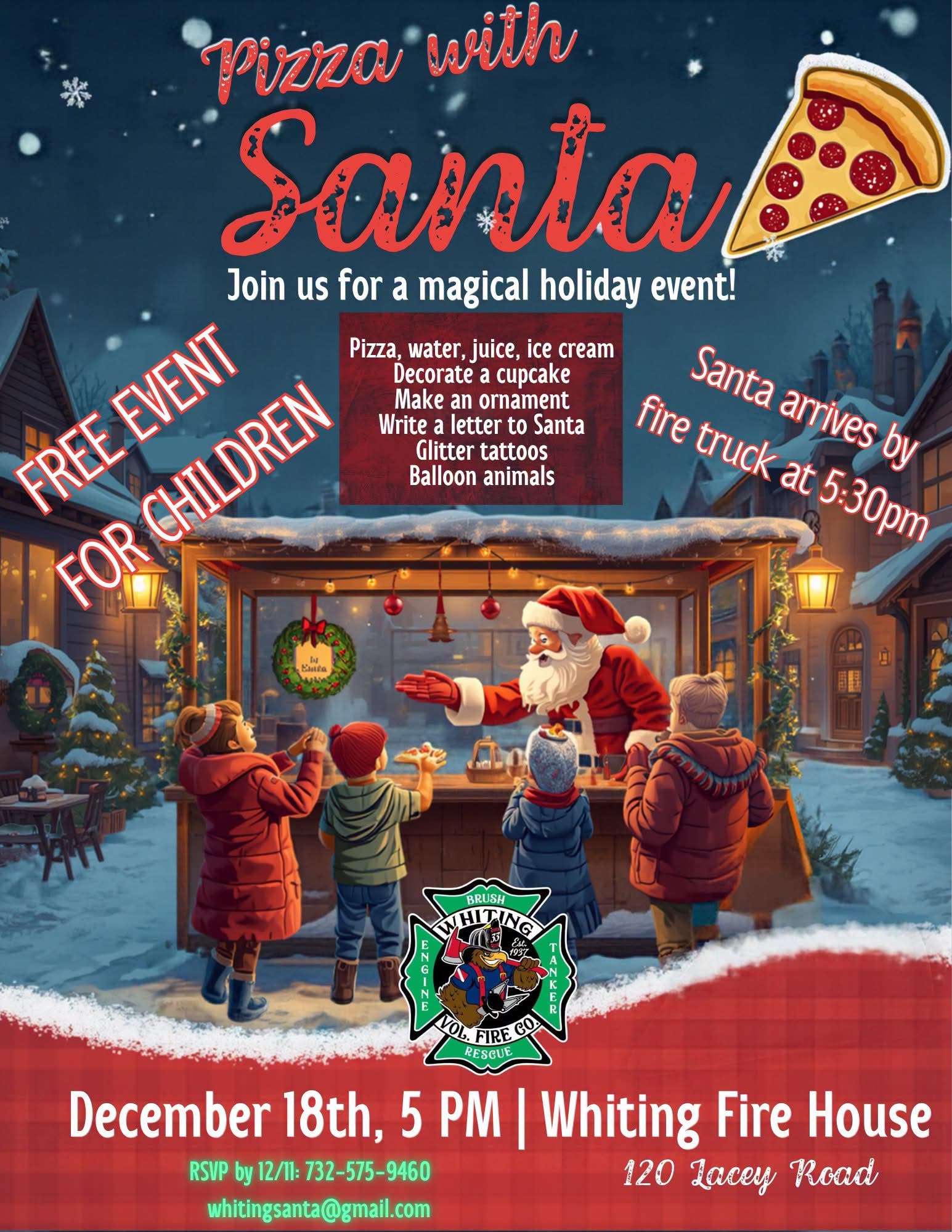 Pizza with Santa (Free event for kids) - Whiting Fire Dept