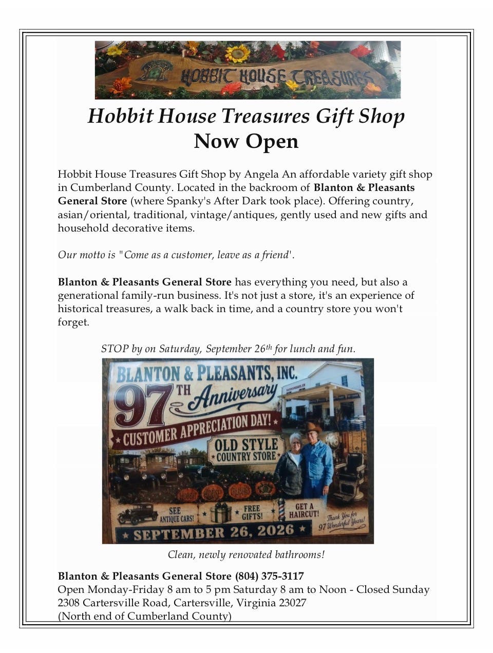 Blanton & Pleasants 97th Anniversary Customer Appreciation Day