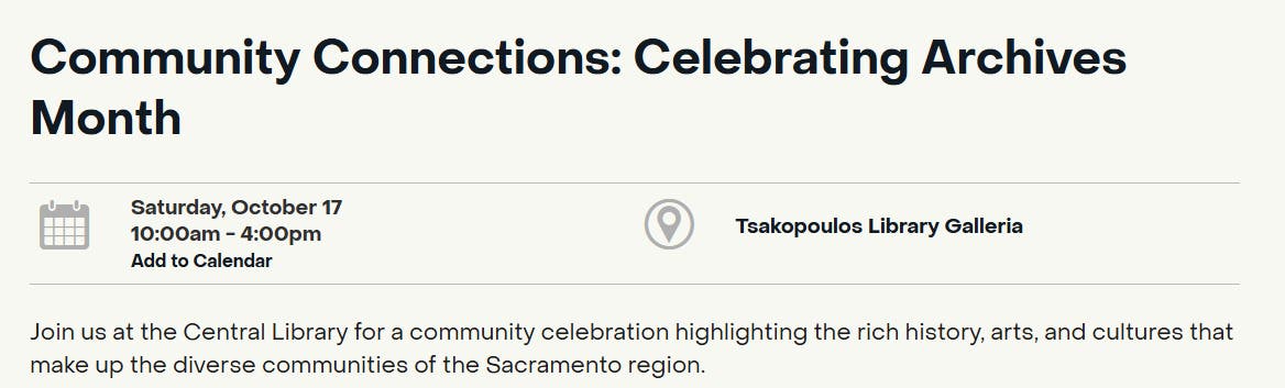 Community Connections: Celebrating Archives Month