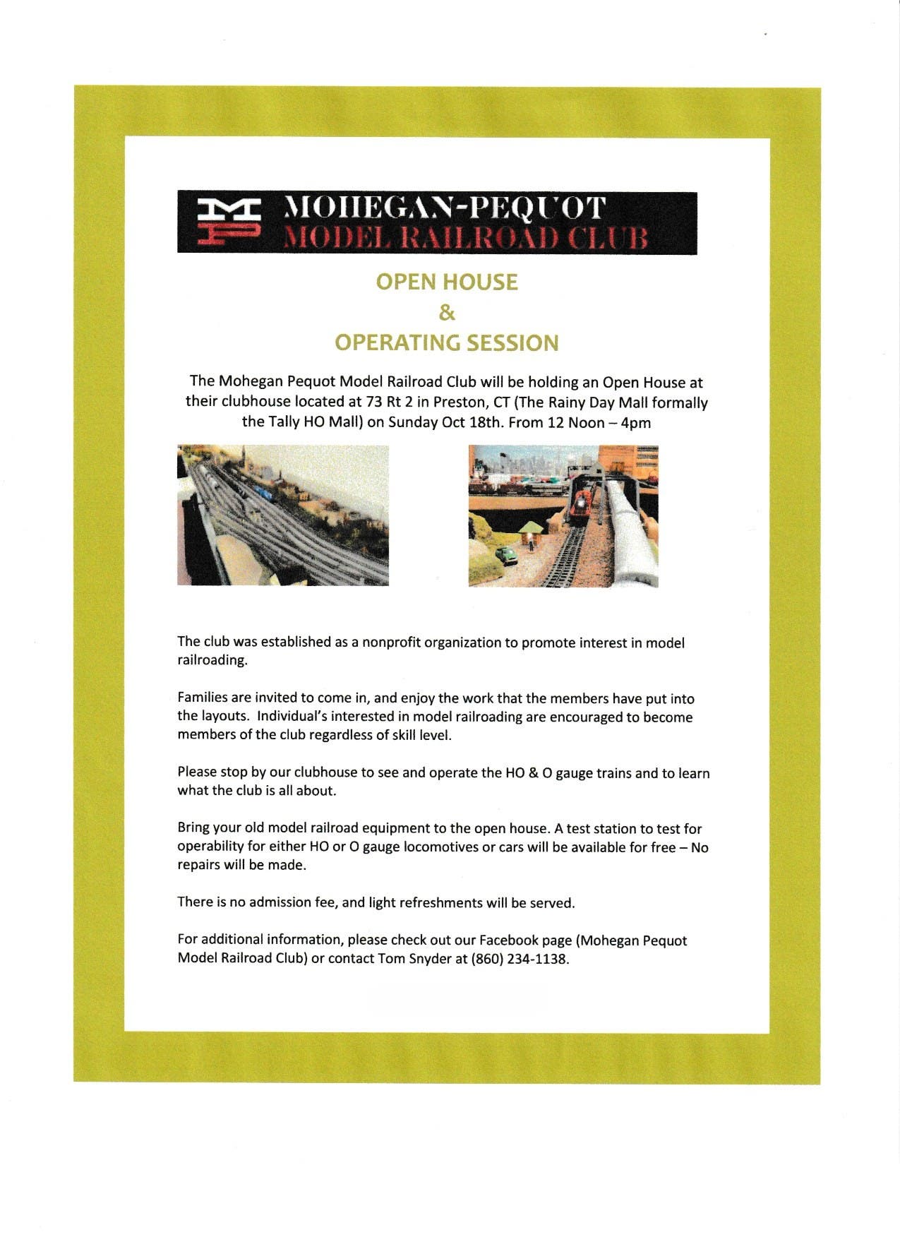 Mohegan Pequot Model Railroad Club Open House
