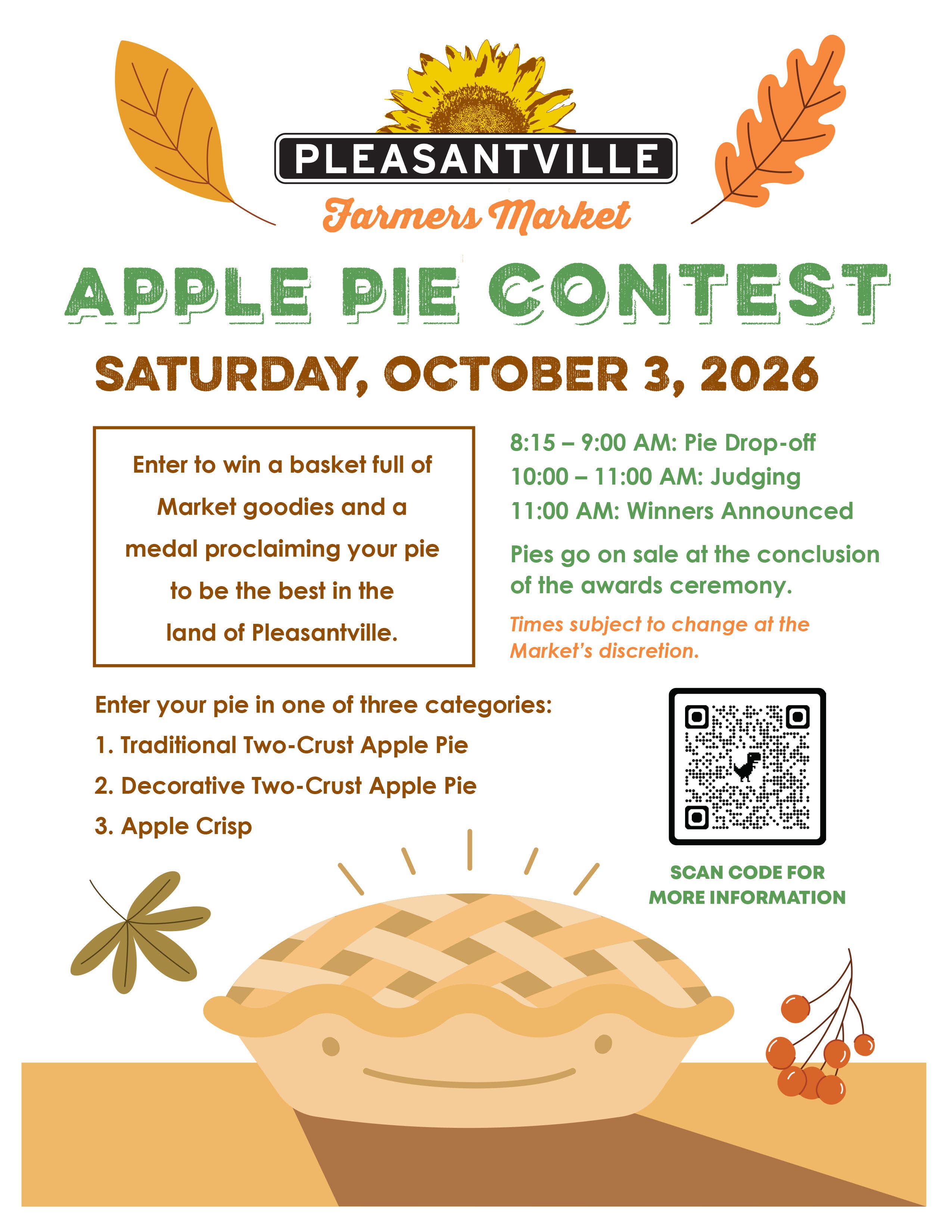 Pleasantville Farmers Market Annual Apple Pie Contest