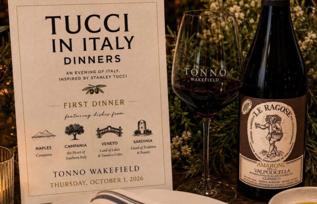 Tonno Wakefield to Host “Tucci in Italy” Wine Dinner on October 1, 2026