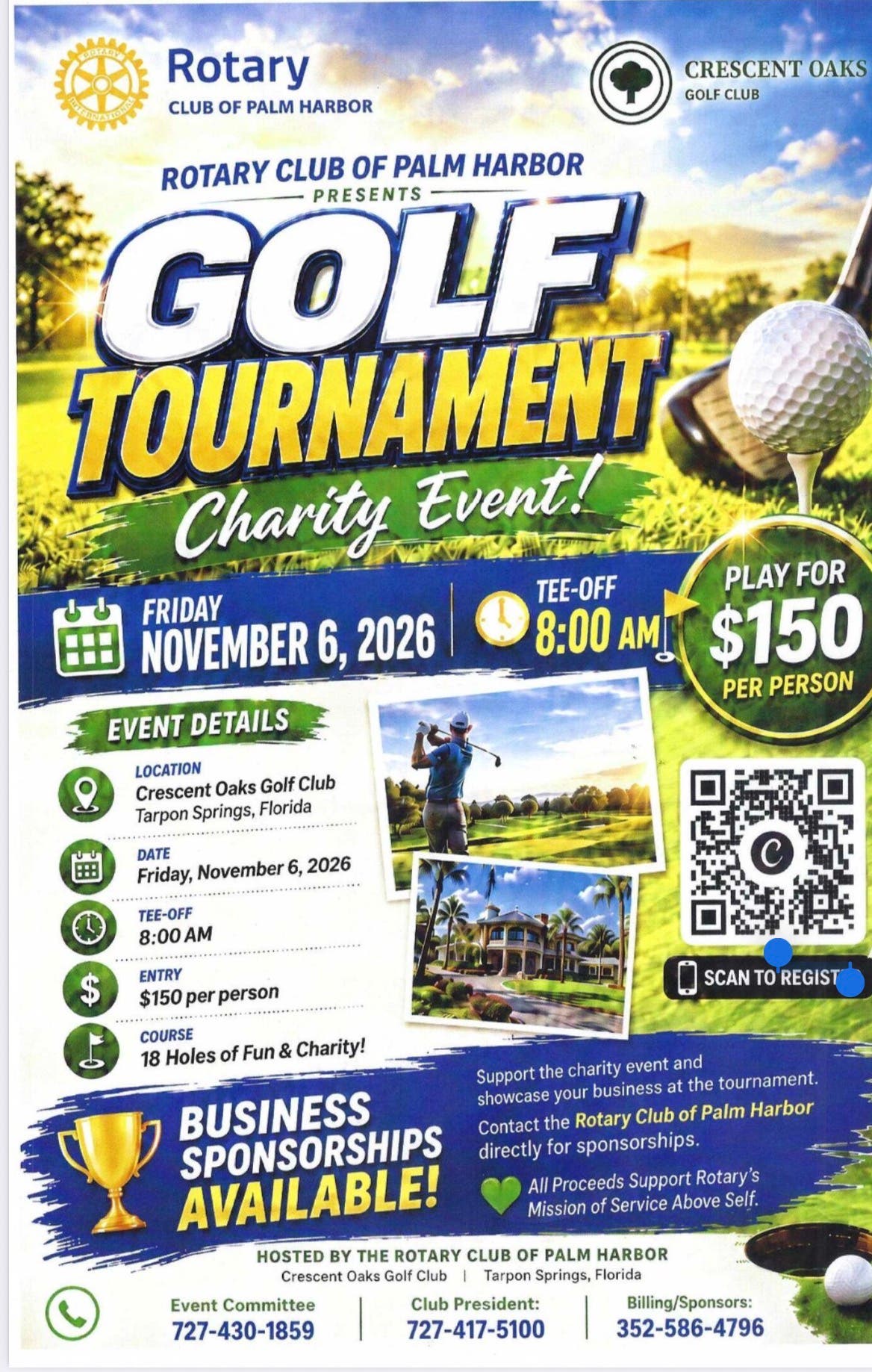 Rotary Club of Palm Harbor presents Golf Tournament Charity Event
