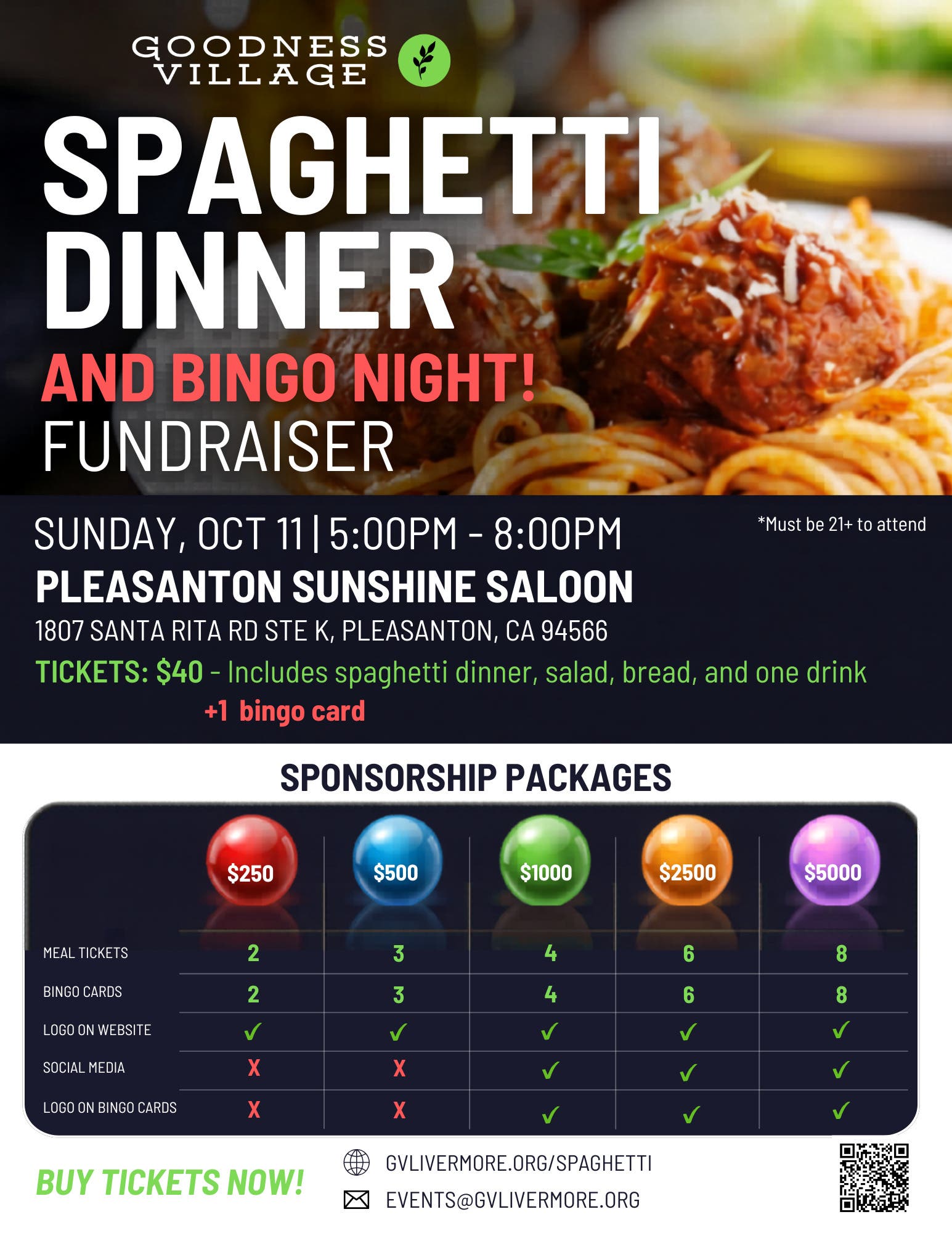 Spaghetti Dinner and Bingo Night Fundraiser