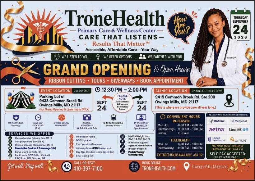 Grand Opening of TroneHealth Primary Care & Wellness Center in Owings Mills, MD