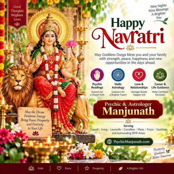 Happy Navratri Wishes | Psychic & Astrologer Manjunath – Coppell, TX.
