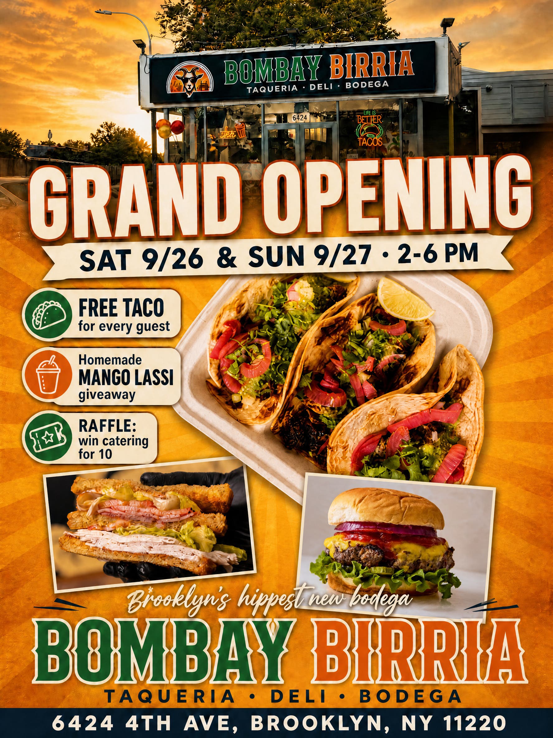 Grand Opening: Free Halal Tacos and Mango Lassi at Bombay Birria