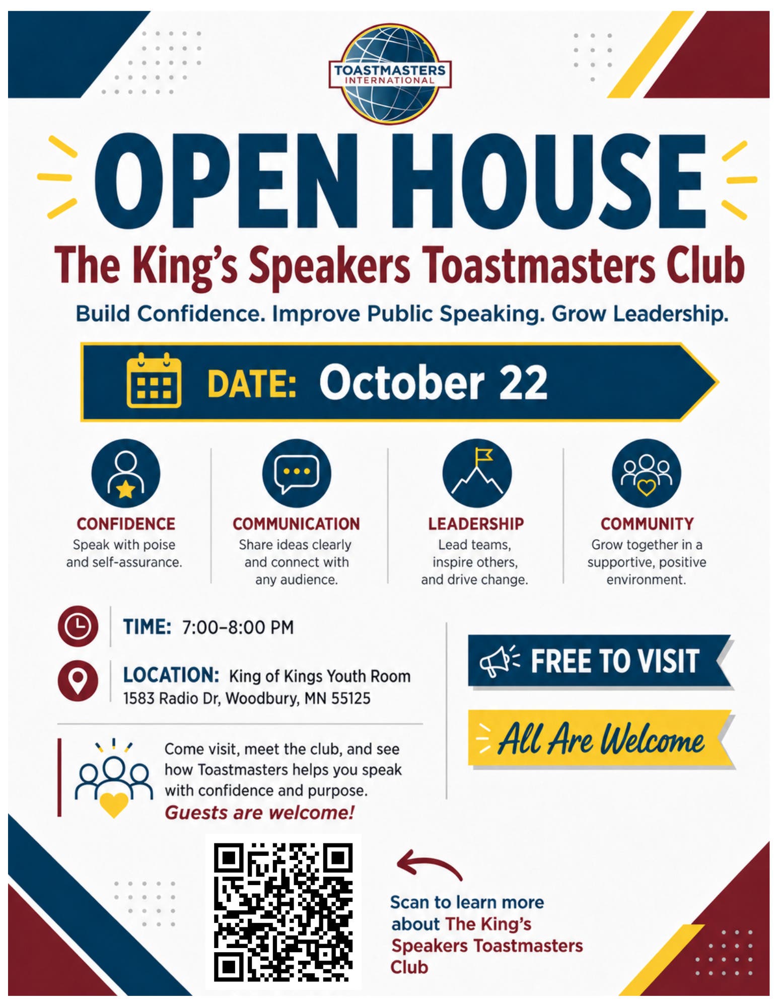 Toastmasters Open House in Woodbury: The King’s Speakers