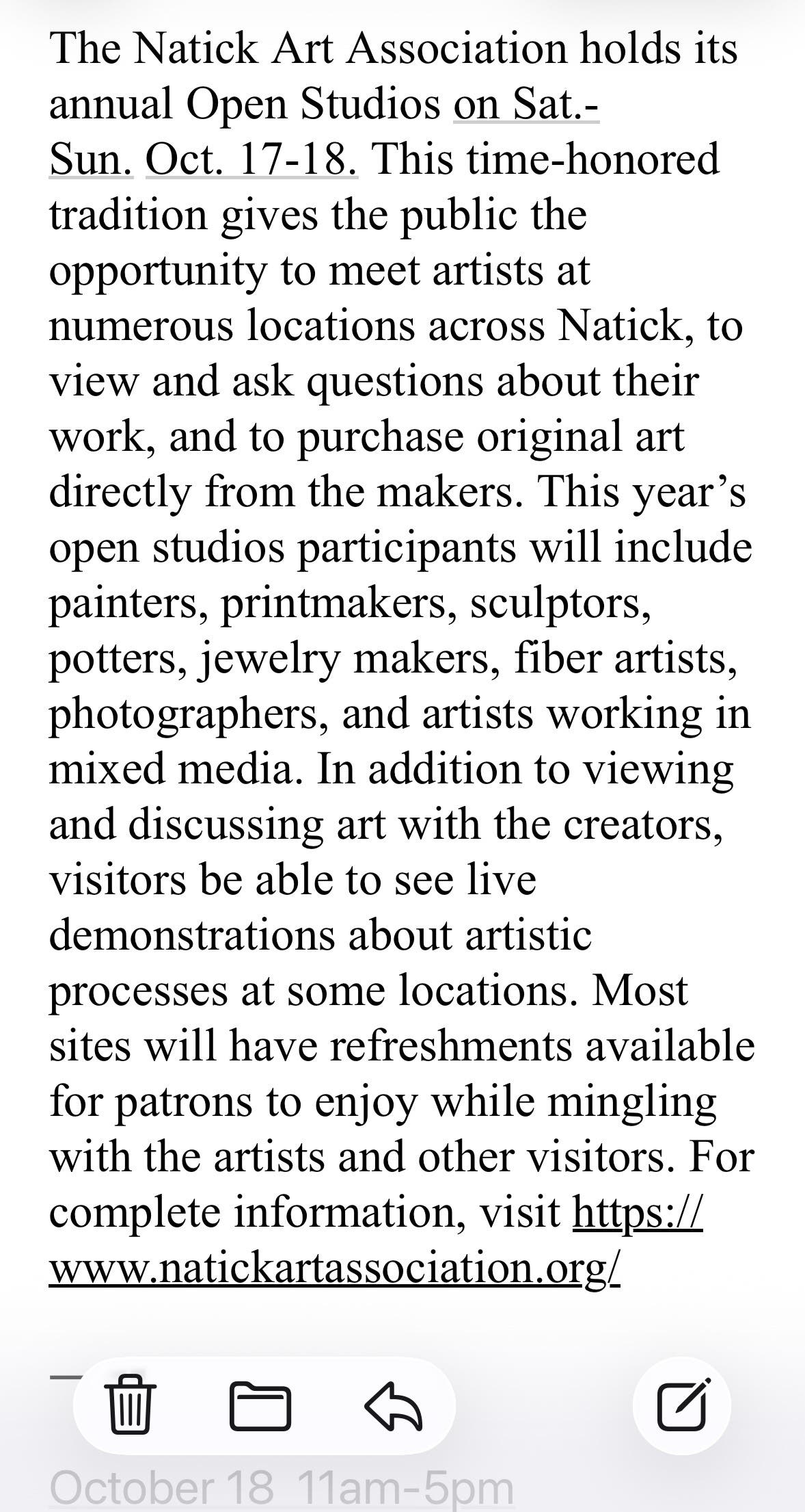 Natick Art Association Open Studios