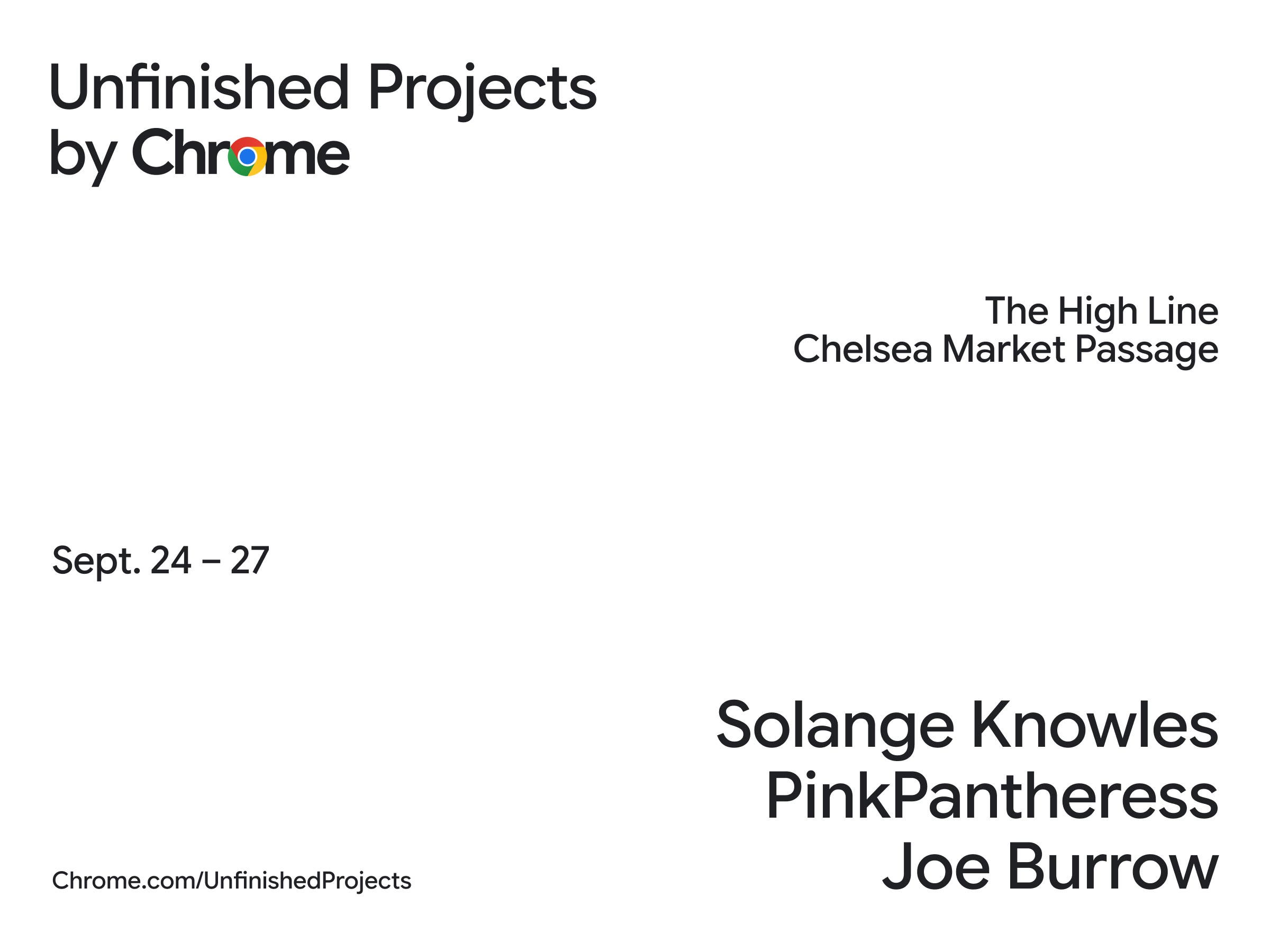Google Chrome's "Unfinished Projects"Exhibit at The High Line Chelsea Market Passage