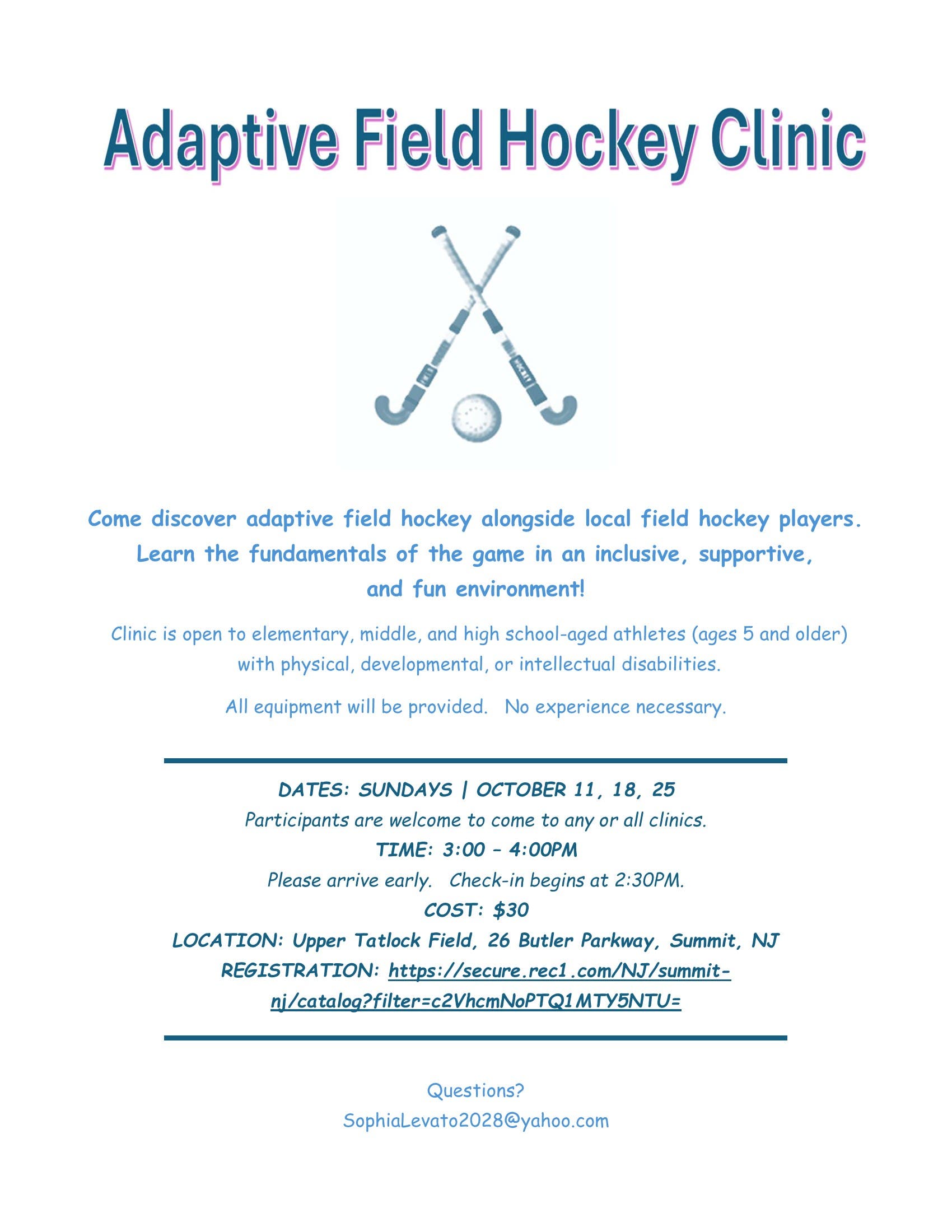 Adaptive Field Hockey Clinic