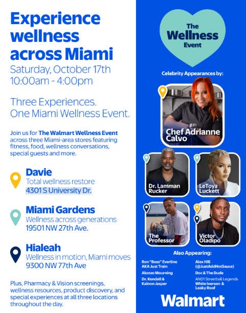 Walmart Wellness Event in Davie with Chef Adrienne Calvo and NBA All-Star Victor Oladipo