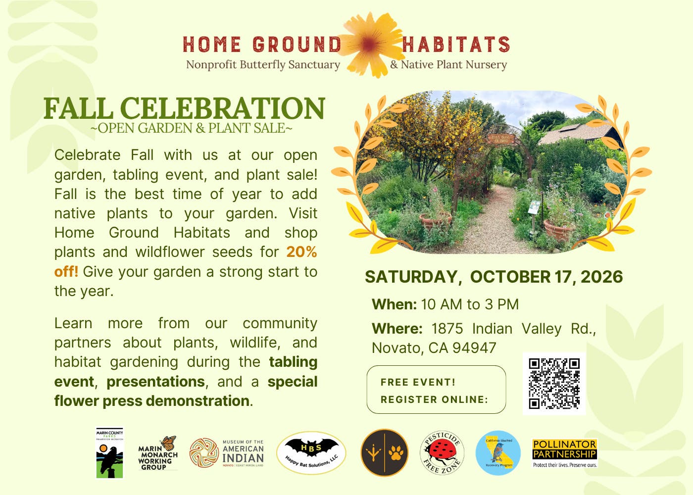 Fall Celebration: Open Garden, Native Plant Sale, and Tabling Event