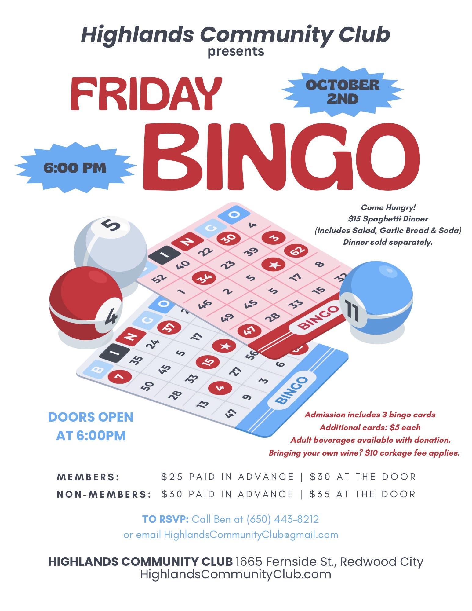 Highlands Community Club - Bingo Dinner 