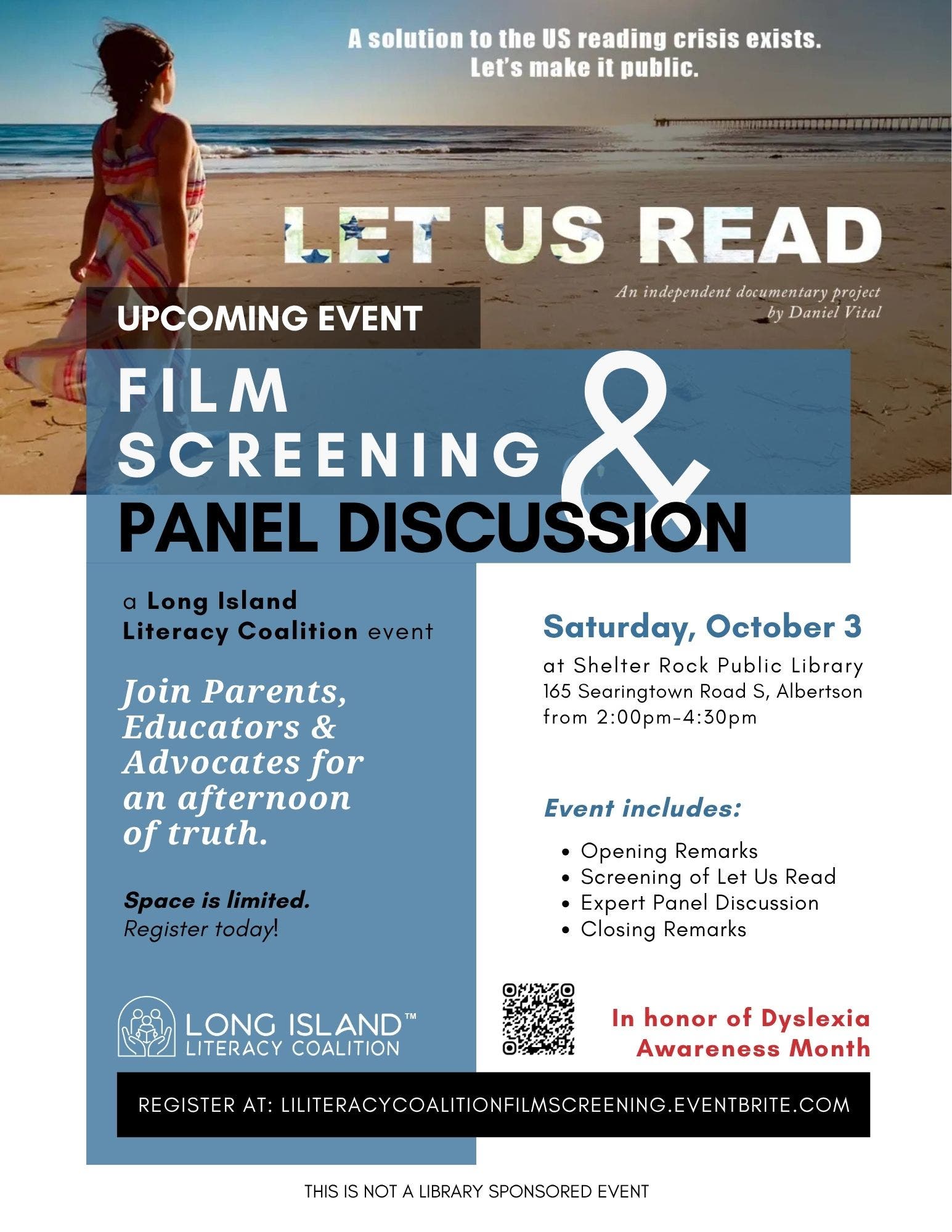 Let Us Read: Film Screening & Panel Discussion with LI Literacy Coalition